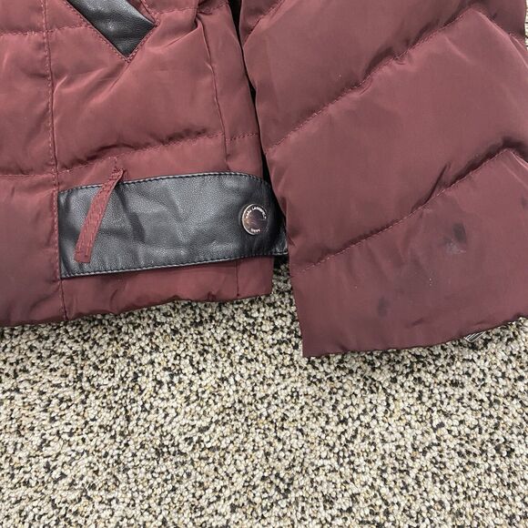 KARL LAGERFELD Paris S Puffer Jacket Down Feather Coat Maroon Designer Ski: Flaw - Picture 6 of 16